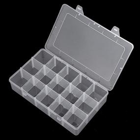 img 3 attached to 📦 WingsShop 15 Large Grid Organizer Box: Clear Plastic Adjustable Compartments Storage Container for Beads, Washi Tape, Sewing Arts, Jewelry, Crafts, and Tackle