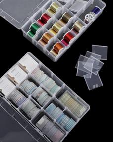 img 1 attached to 📦 WingsShop 15 Large Grid Organizer Box: Clear Plastic Adjustable Compartments Storage Container for Beads, Washi Tape, Sewing Arts, Jewelry, Crafts, and Tackle