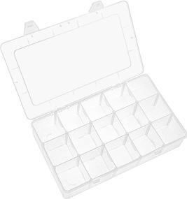 img 4 attached to 📦 WingsShop 15 Large Grid Organizer Box: Clear Plastic Adjustable Compartments Storage Container for Beads, Washi Tape, Sewing Arts, Jewelry, Crafts, and Tackle