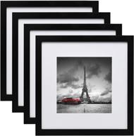 🖼️ egofine 12x12 solid wood frame with hd plexiglass - set of 4, black logo