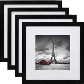 img 4 attached to 🖼️ Egofine 12x12 Solid Wood Frame with HD Plexiglass - Set of 4, Black