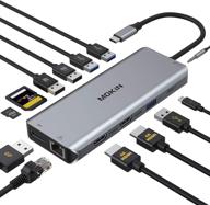 experience seamlessly connected productivity: usb c hub docking station with triple display, dual hdmi 4k, dp, pd charger, gigabit ethernet, usb ports, sd/tf card reader - ideal for macbook pro and windows логотип