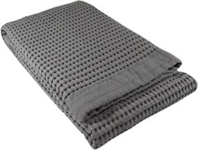 img 4 attached to 🛀 Premium Waffle Weave Bath Towel: Natural Soft Thin Cotton | Large, Ultra-Absorbent, Quick Dry | Lint Free Cloth | Fade Resistant (Slate)