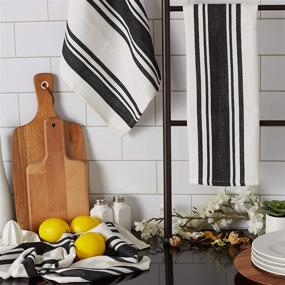 img 2 attached to 🍽️ Premium Chef Stripe Dishtowel Set by DII Everyday, 18x28, Black, 3 Piece Collection