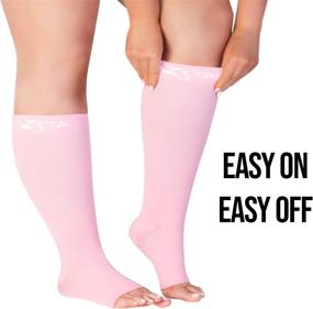 img 2 attached to 🩲 XXL 24 Inch Wide Calf Plus Size Pink Compression Zeta Socks for Fatigue, Pain, Leg Swelling - Soothing Comfy Gradient Support to Prevent Swelling, Pain, Edema, DVT (1 Pair)