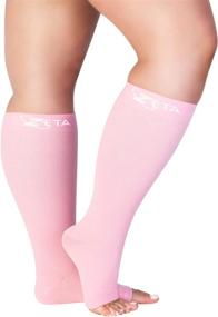 img 4 attached to 🩲 XXL 24 Inch Wide Calf Plus Size Pink Compression Zeta Socks for Fatigue, Pain, Leg Swelling - Soothing Comfy Gradient Support to Prevent Swelling, Pain, Edema, DVT (1 Pair)