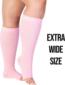 img 1 attached to 🩲 XXL 24 Inch Wide Calf Plus Size Pink Compression Zeta Socks for Fatigue, Pain, Leg Swelling - Soothing Comfy Gradient Support to Prevent Swelling, Pain, Edema, DVT (1 Pair)