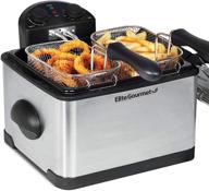 enhanced with advanced features: elite gourmet edf-401t immersion deep fryer with 🍳 3-baskets, 1700-watt power, timer control, adjustable temperature, viewing window lid, and odor-free filter логотип