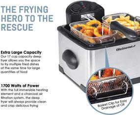 img 1 attached to Enhanced with Advanced Features: Elite Gourmet EDF-401T Immersion Deep Fryer with 🍳 3-Baskets, 1700-Watt Power, Timer Control, Adjustable Temperature, Viewing Window Lid, and Odor-Free Filter