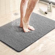 🛁 premium non-slip shower mat with drain - luxstep bathtub mat, 24x16 inch - quick drying pvc loofah bathmat for tub, shower, bathroom (phthalate free, grey) logo