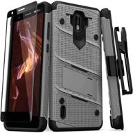 zizo bolt series nokia 3.1 c case: military grade drop tested with full glass screen protector, holster, and kickstand - metal gray logo