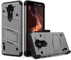 img 3 attached to ZIZO Bolt Series Nokia 3.1 C Case: Military Grade Drop Tested with Full Glass Screen Protector, Holster, and Kickstand - Metal Gray