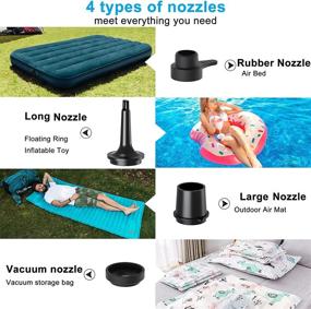 img 3 attached to 🔌 Convenient Cordless Electric Air Pump for Inflatables - Apsung Portable Quick-Fill Rechargeable Pump with 4 Nozzles, Ideal for Air Mattresses, Swimming Rings, Pool Floats, and Vacuum Storage Bags