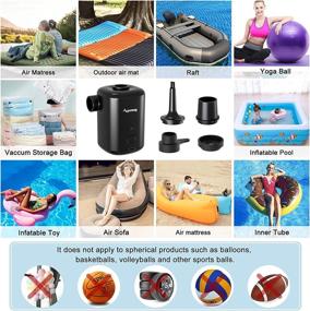img 2 attached to 🔌 Convenient Cordless Electric Air Pump for Inflatables - Apsung Portable Quick-Fill Rechargeable Pump with 4 Nozzles, Ideal for Air Mattresses, Swimming Rings, Pool Floats, and Vacuum Storage Bags