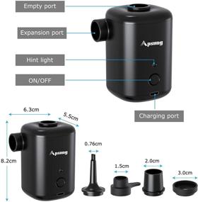 img 1 attached to 🔌 Convenient Cordless Electric Air Pump for Inflatables - Apsung Portable Quick-Fill Rechargeable Pump with 4 Nozzles, Ideal for Air Mattresses, Swimming Rings, Pool Floats, and Vacuum Storage Bags
