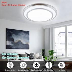 img 3 attached to 🔆 DLLT 48W Dimmable LED Flush Mount Ceiling Light with Remote Control - 20 Inch Close to Ceiling Lights Fixture for Bedroom, Living Room, Dining Room Lighting - Color Changeable (3000K-6000K)