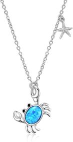 img 4 attached to 🦀 Opal Ocean Themed Crab Pendant Necklace - Angel Caller 925 Sterling Silver Jewelry for Women Girls