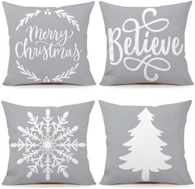 img 4 attached to 4TH Emotion Christmas Farmhouse Decorations Bedding for Decorative Pillows, Inserts & Covers