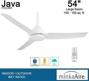 img 1 attached to 🌀 Minka-Aire F753-WHF, Java Outdoor Ceiling Fan 54-inch Flat White with Remote Control