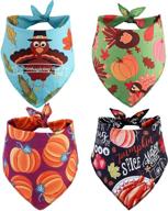 thanksgiving dog bandana set of 4 - boombone pumpkin turkey bandanas for dogs, triangle bibs pet scarf логотип