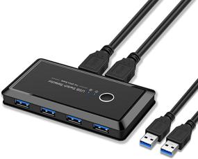 img 4 attached to 🔁 High-Speed USB 3.0 Switch: Easily Share 4 Port Peripheral Switcher Adapter Hub for Keyboard, Mouse, Printer, Scanner - One-Button Swapping, Mac/Windows/Linux Compatible