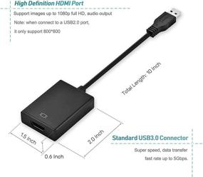 img 3 attached to USB to HDMI Converter Cable - USB 3.0/2.0 Multi-Display Video Adapter for Windows 7 8 10 PC Laptop, Desktop, Monitor, Projector, HDTV (Not Compatible with Chromebook)