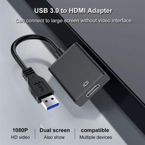 img 1 attached to USB to HDMI Converter Cable - USB 3.0/2.0 Multi-Display Video Adapter for Windows 7 8 10 PC Laptop, Desktop, Monitor, Projector, HDTV (Not Compatible with Chromebook)