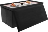 versatile 30-inch folding storage velvet ottoman: coffee table, footrest, toy organizer, and more – perfect for rvs, living rooms, bedrooms, and office – (black) logo