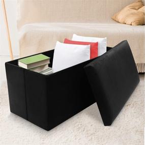 img 2 attached to Versatile 30-inch Folding Storage Velvet Ottoman: Coffee Table, Footrest, Toy Organizer, and More – Perfect for RVs, Living Rooms, Bedrooms, and Office – (Black)