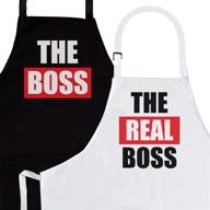 👩 nomsum, the boss & real boss apron set: perfect kitchen couples gift set for special occasions - engagements, weddings, anniversaries and more! 2-piece, one-size logo