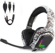 camouflage k20 gaming headset - 4d surround sound, bass stereo, led light, noise-isolation mic - for ps4, xbox one, pc, mac, mobile gaming. логотип