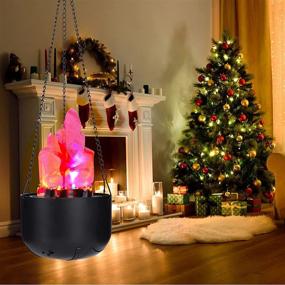 img 2 attached to 🔥 Battery Operated Fake Fire Lamp - 3D Artificial Fire Flames, 4-in-1 Campfire Realistic Effect Light - Faux Table Top Flame Bowl Hanging Flame Light for Christmas, Halloween, Stage, Club Decor