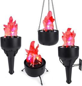 img 4 attached to 🔥 Battery Operated Fake Fire Lamp - 3D Artificial Fire Flames, 4-in-1 Campfire Realistic Effect Light - Faux Table Top Flame Bowl Hanging Flame Light for Christmas, Halloween, Stage, Club Decor