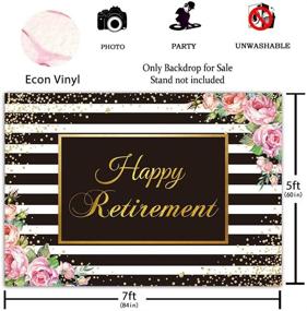 img 3 attached to 🎉 Funnytree 7x5ft Happy Retirement Party Backdrop with Black and White Stripes, Flowers, and Congrats Retire Photography Background - Watercolor Floral Design with Gold Sprinkle Cake Table Decorations - Ideal Banner for Photo Booth Props