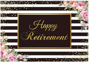 img 4 attached to 🎉 Funnytree 7x5ft Happy Retirement Party Backdrop with Black and White Stripes, Flowers, and Congrats Retire Photography Background - Watercolor Floral Design with Gold Sprinkle Cake Table Decorations - Ideal Banner for Photo Booth Props