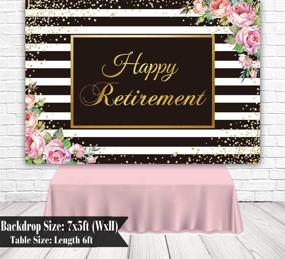 img 2 attached to 🎉 Funnytree 7x5ft Happy Retirement Party Backdrop with Black and White Stripes, Flowers, and Congrats Retire Photography Background - Watercolor Floral Design with Gold Sprinkle Cake Table Decorations - Ideal Banner for Photo Booth Props