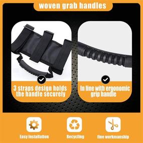 img 2 attached to 🚗 2-Pack Grab Handle Set - Easy-to-Fit 3 Straps Design for Jeep Wrangler TJ YJ JK, Compatible with 1987-2021 Models (BLACK)