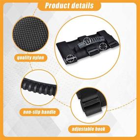 img 1 attached to 🚗 2-Pack Grab Handle Set - Easy-to-Fit 3 Straps Design for Jeep Wrangler TJ YJ JK, Compatible with 1987-2021 Models (BLACK)