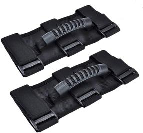 img 4 attached to 🚗 2-Pack Grab Handle Set - Easy-to-Fit 3 Straps Design for Jeep Wrangler TJ YJ JK, Compatible with 1987-2021 Models (BLACK)