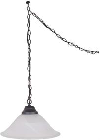 img 3 attached to 🔦 517664 Millbridge Traditional 1 Indoor Hanging Swag Light with Alabaster Glass Shade in Oil Rubbed Bronze for Living, Dining, and Bar Areas