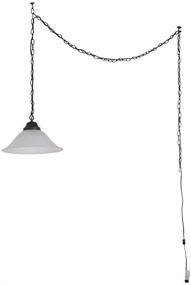 img 2 attached to 🔦 517664 Millbridge Traditional 1 Indoor Hanging Swag Light with Alabaster Glass Shade in Oil Rubbed Bronze for Living, Dining, and Bar Areas