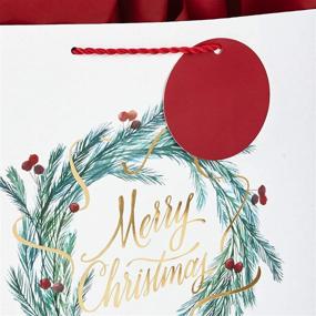 img 1 attached to 🎁 Hallmark 13" Large Christmas Gift Bag Assortment: Merry Christmas Wreath, Gold Joy, Snowy Red Barn - Red, White, Gold Foil