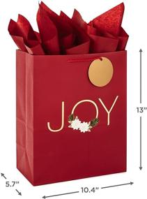 img 2 attached to 🎁 Hallmark 13" Large Christmas Gift Bag Assortment: Merry Christmas Wreath, Gold Joy, Snowy Red Barn - Red, White, Gold Foil