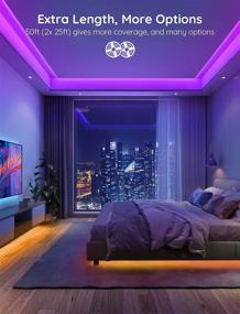 img 1 attached to 🎉 Govee Smart LED Strip Lights: 50ft WiFi RGB Lights with Alexa & Google Assistant, App Control, Music Sync - Perfect for Bedroom, Living Room, Home, Party!