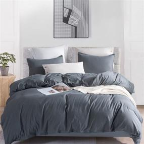 img 4 attached to JOHNPEY Dark Grey Duvet Cover King Set - Soft, Breathable Microfiber, Zipper Closure - Includes 1 Duvet Cover & 2 Pillow Shams, King Size 104 x 90 inches - No Comforter