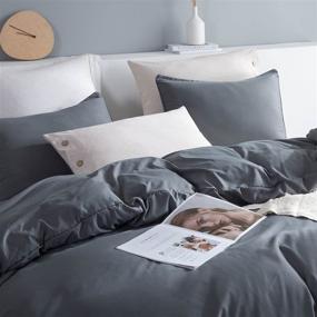 img 3 attached to JOHNPEY Dark Grey Duvet Cover King Set - Soft, Breathable Microfiber, Zipper Closure - Includes 1 Duvet Cover & 2 Pillow Shams, King Size 104 x 90 inches - No Comforter
