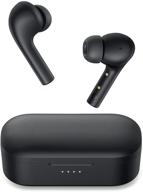 🎧 black true wireless earbuds with noise cancelling, mics, usb c fast charge, ipx6 waterproof, 30h playtime, tws bluetooth earphones & charging case for iphone and android logo