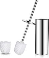 hoomtaook toilet brush and holder set - 2 stainless steel long handle brushes - ergonomic bowl brush with lid for bathroom toilet logo