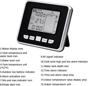 img 2 attached to Ultrasonic Water Tank Liquid Depth Level Meter Sensor: High/Low Alarm, Temperature Display, 3.3 Inch LED