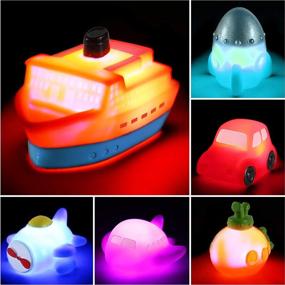 img 4 attached to 🛁 Set of 6 Light-up Boat Bath Toys with Color-changing LED Lights, Floating Rubber Bathtub Toys for Baby, Toddler, Infant Tub Play – a Fun Companion for Boys, Girls, and Kids in Shower, Bathroom, or Swimming Pool